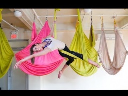 Iris Mittenaere Takes an Aerial Yoga Class at Om Factory