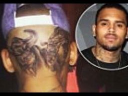 Chris Brown gets ANOTHER inking on his head adding the image of a bull next to Venus de Milo - فيديو Dailymotion