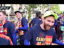 EXCLUSIVE: When Pique grabs YOUR camera to film Barca victory party