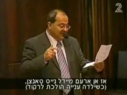 أحمد طيبي يتكلم بلغة ييديش في الكنيست وهي لغة شبه منقرضة كان يتكلمها اليهود في اوروبا 